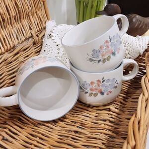 Set of 3 Vintage Stoneware Coffee Cups from the Elegance Collection